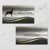 Carte De Visite Chien de sécurité | Arrière - plan métallique (Devant / Derrière)