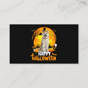 Carte De Visite Chien de Shiba Inu Joyeux Halloween avec la Lune U