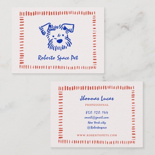 carte de visite chien écriture Doodle (Devant / Derrière)