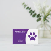 Carte De Visite Chien Empreinte de patte moderne blanc et violet m (Debout devant)