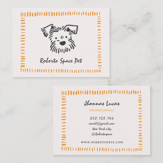carte de visite chien en écriture Doodle (Devant / Derrière)