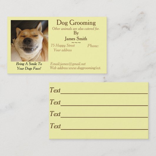 Carte De Visite chien en photo drôle Services de garde d'animaux d (Devant / Derrière)