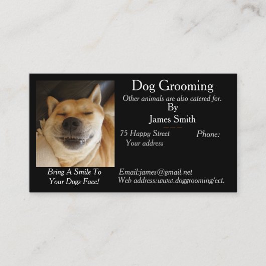 Carte De Visite chien en photo drôle Services de garde d'animaux d (Devant)