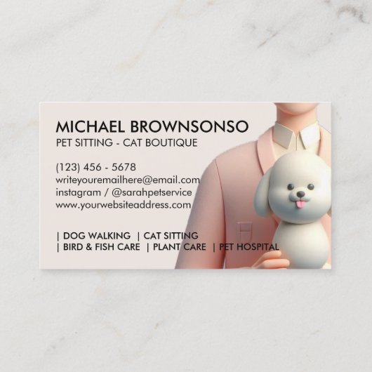 Carte De Visite Chien en plastique en argile 3D Caractère vétérina (Dos)