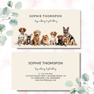 Carte De Visite Chien et animaux de compagnie promenade de chien