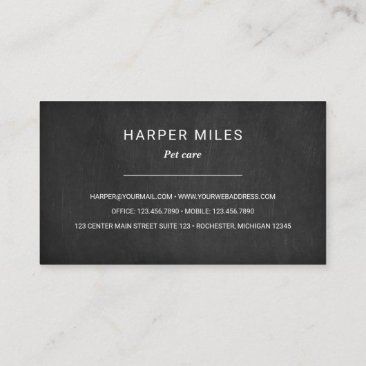 Carte De Visite Chien et chat rustique symbole noir tableau noir (Dos)