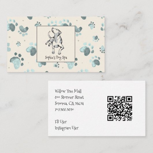 Carte De Visite Chien Et Chien Motif Chien Grooming Spa (Devant / Derrière)