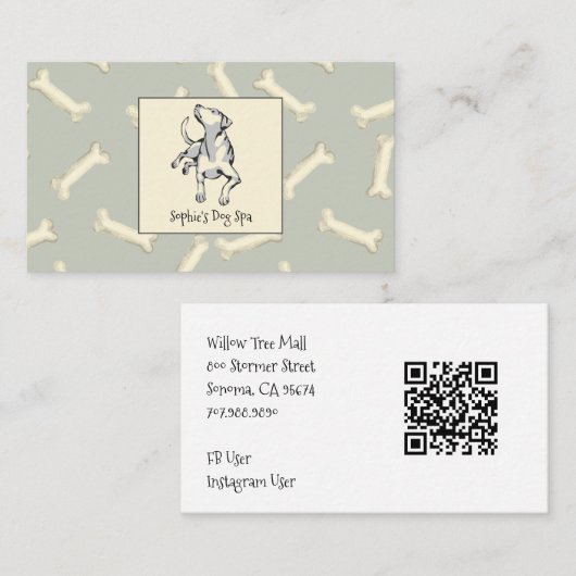 Carte De Visite Chien Et Chien Motif Chien Grooming Spa (Devant / Derrière)