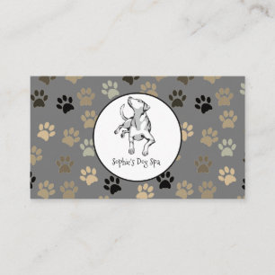 Carte De Visite Chien Et Empreinte de patte Motif Chien Grooming S