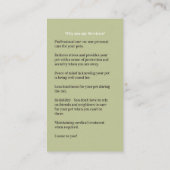 Carte De Visite Chien Garderie Marcher Animaux de compagnie assis  (Dos)