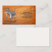 Carte De Visite Chien gris shaggy | Arrière - plan bois (Devant / Derrière)