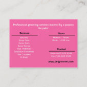 Carte De Visite Chien Groomer Animaux Spas Entreprise Plutôt rose (Dos)