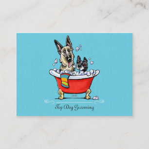 Carte De Visite Chien Groomer Fancy Claw Pied Tuba Bleu