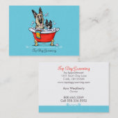 Carte De Visite Chien Groomer Fancy Claw Pied Tuba Bleu (Devant / Derrière)