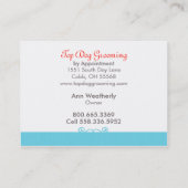 Carte De Visite Chien Groomer Fancy Claw Pied Tuba Bleu (Dos)