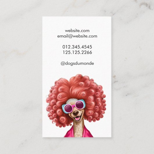Carte De Visite Chien Groomer Funny Pink Poodle (Dos)