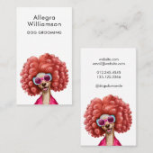 Carte De Visite Chien Groomer Funny Pink Poodle (Devant / Derrière)