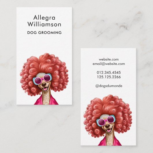 Carte De Visite Chien Groomer Funny Pink Poodle (Devant / Derrière)