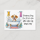 Carte De Visite Chien Groomer mignon Chiot Brown Blanc (Dos)