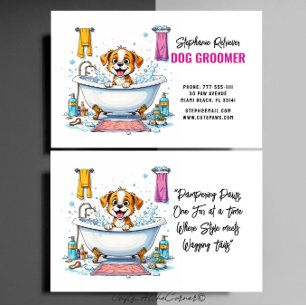 Carte De Visite Chien Groomer mignon Chiot Brown Blanc