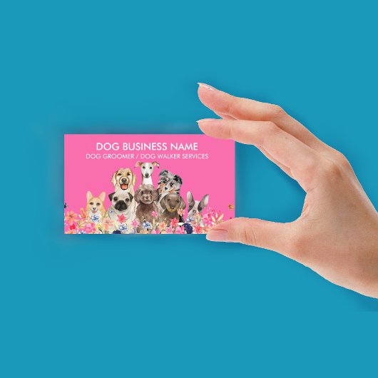 Carte De Visite Chien Groomer Neon Rose