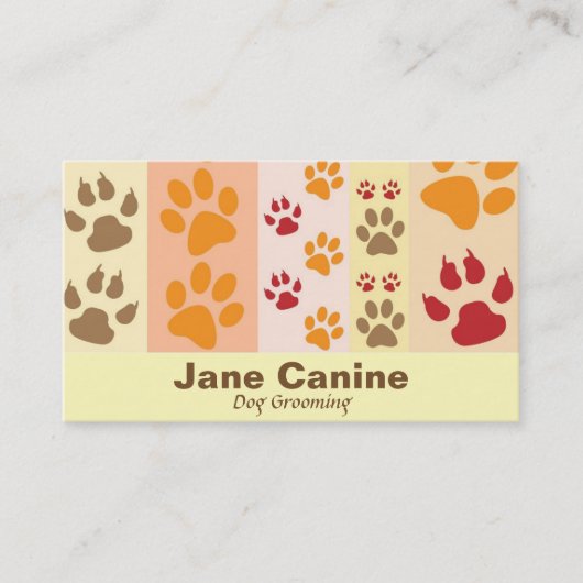 Carte De Visite Chien Grooming élégant empreinte de patte moderne (Devant)