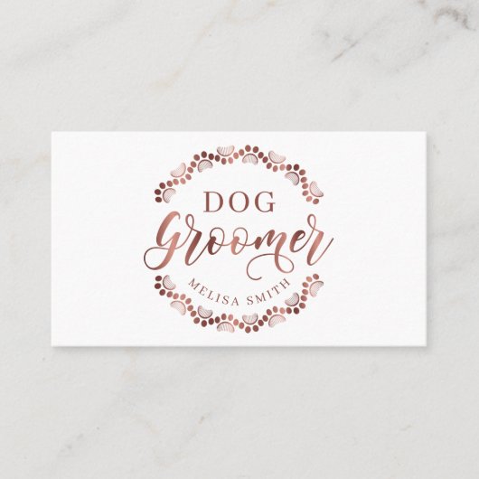 Carte De Visite Chien grooming en forme d'or rose circulaire (Devant)