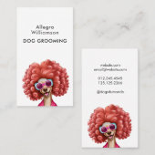Carte De Visite Chien Grooming Fun Poodé rose (Devant / Derrière)