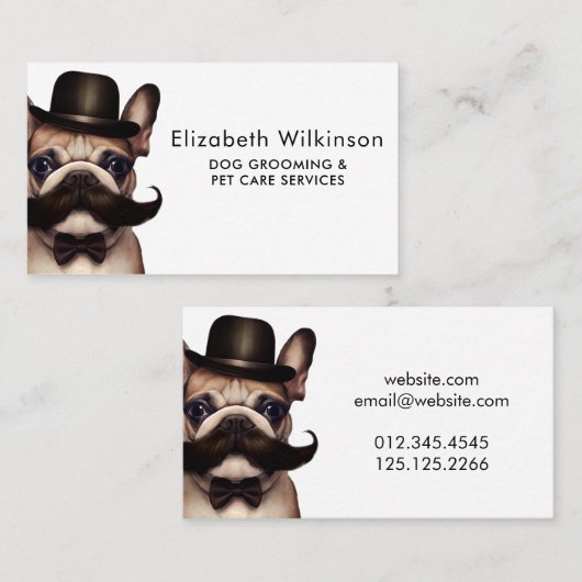 Carte De Visite Chien Grooming Funny Chiot Pet Français Chien-taur (Devant / Derrière)