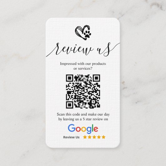 Carte De Visite Chien Grooming Google Demande d'avis Logo & QR Cod (Devant)