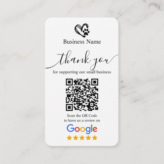Carte De Visite Chien Grooming Google Review Request Card Code QR (Devant)