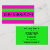 Carte De Visite Chien Grooming Neon vert et rose chaud (Devant / Derrière)