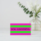 Carte De Visite Chien Grooming Neon vert et rose chaud (Debout devant)