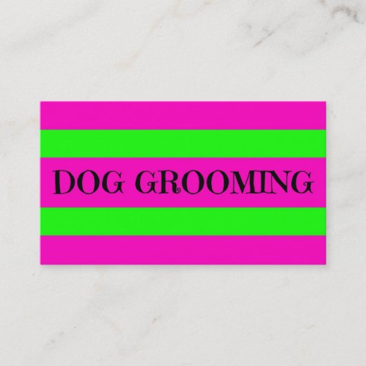 Carte De Visite Chien Grooming Neon vert et rose chaud (Devant)