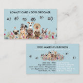 Carte De Visite Chien Grooming Petsitter Vente Loyauté Paw punch (Devant / Derrière)