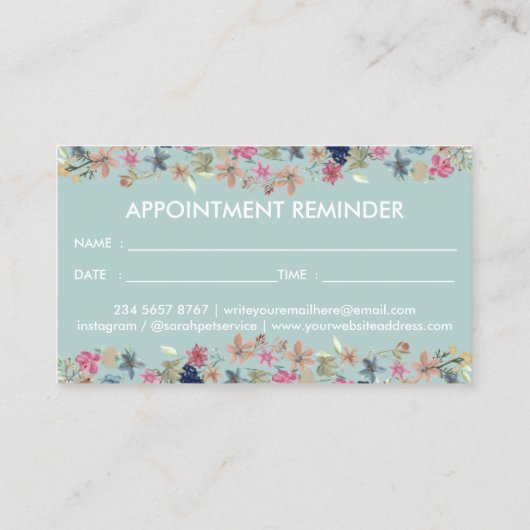 Carte De Visite Chien Grooming Sitter Walker Nomination Verdure (Dos)