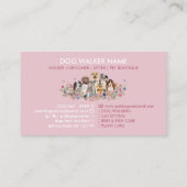 Carte De Visite Chien Grooming Walking Sitting Service Rose (Dos)