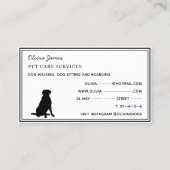 Carte De Visite Chien marchant animal de compagnie et de soins ani (Dos)