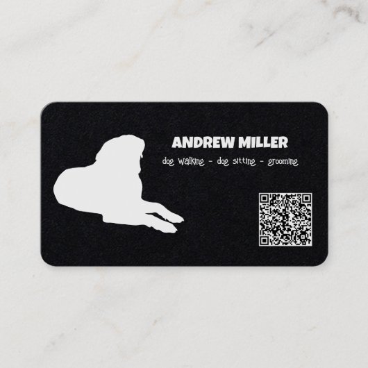 Carte De Visite Chien marchant Chien Sitter QR (Devant)