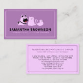 Carte De Visite Chien mauve Chat Oiseau Animal Sitter (Devant / Derrière)