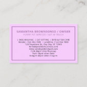 Carte De Visite Chien mauve Chat Oiseau Animal Sitter (Dos)