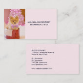 Carte De Visite Chien mignon avec cabot rose Photo de Noël (Devant / Derrière)