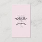 Carte De Visite Chien mignon avec cabot rose Photo de Noël (Dos)