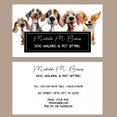 Carte De Visite Chien moderne Chien de Marche assis noir blanc