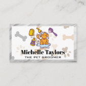 Carte De Visite Chien nettoyé | Motif des os de chien | Marbre (Devant)
