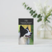 Carte De Visite Chien noir et blanc à la frontière (Debout devant)
