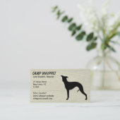 Carte De Visite Chien noir Whippet Silhouette Faux Style bois (Debout devant)
