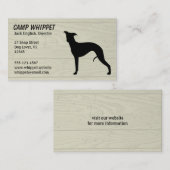 Carte De Visite Chien noir Whippet Silhouette Faux Style bois (Devant / Derrière)