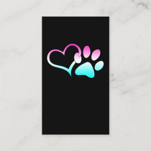 Carte De Visite Chien Paw Arc-en-ciel coloré Coeur animal sauvete