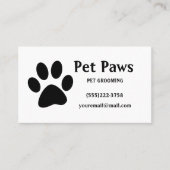 Carte De Visite Chien Paw Black White Pet Animaux de compagnie Ser (Devant)
